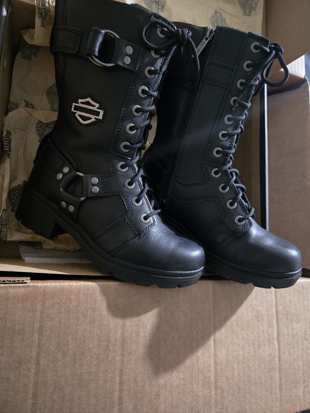 Harley-Davidson Women’s Black Lace-Up Moto Boots